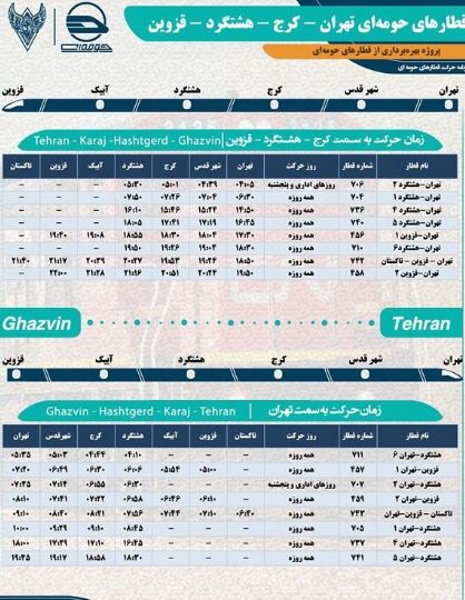 ساعت حرکت قطار هشتگرد به سراسر ایران